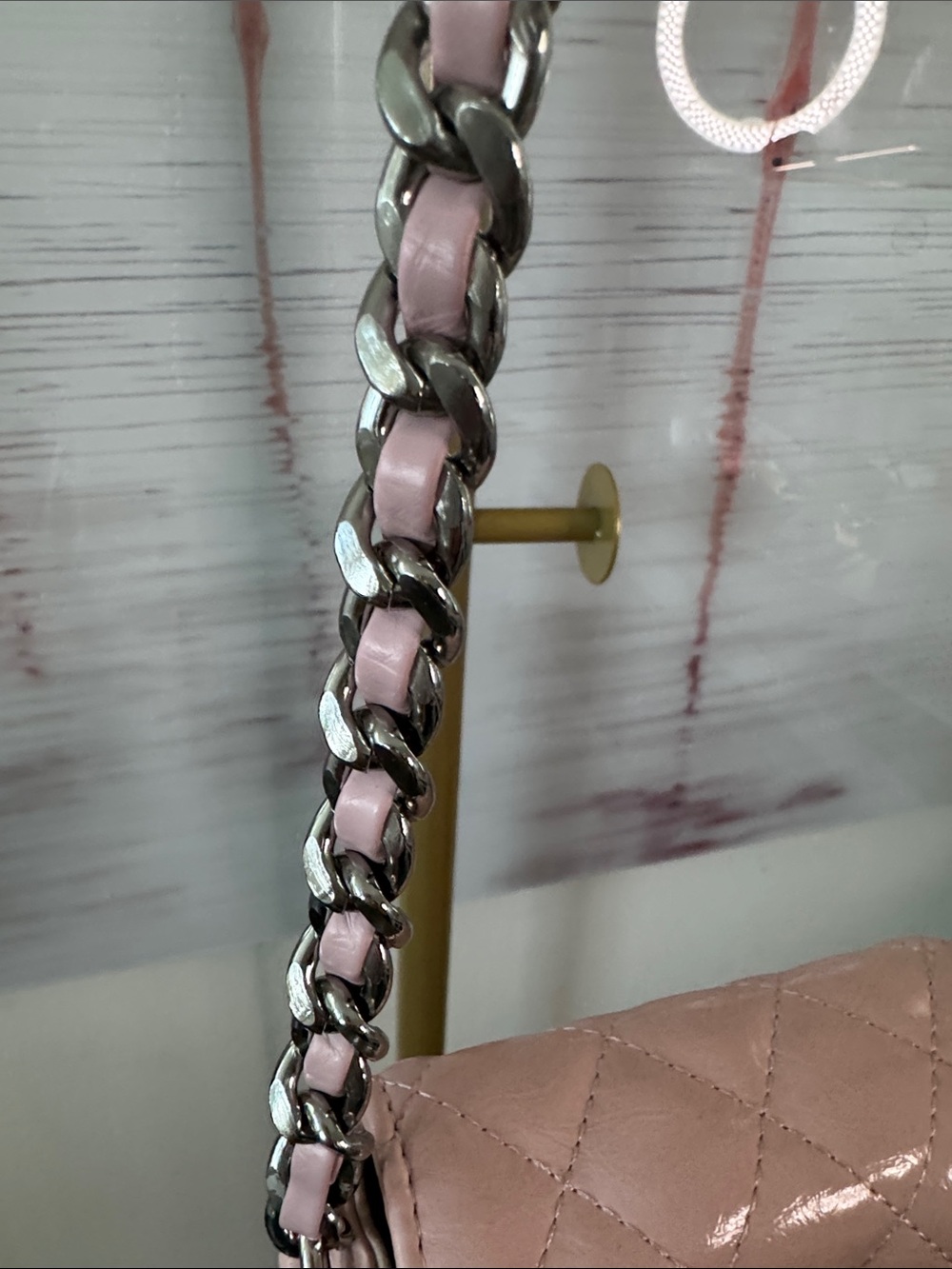 Pink Quilted Mini Crossbody Bag with Chain Strap - Picture 3 of 10